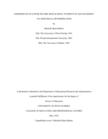 Experiences of Lower Income High School Students in Advancement Via Individual Determination