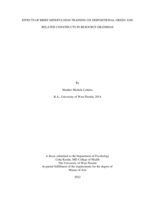Effects of Brief Mindfulness Training on Dispositional Greed and Related Constructs in Resource Dilemmas