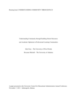 Understanding community through enabling school structures and academic optimism in professional learning communities