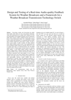 Design and testing of a real-time audio-quality feedback system for weather broadcasts and a framework for a weather broadcast transmission technology switch