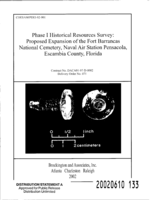 Phase I historical resources survey: Proposed expansion of the Fort Barrancas National Cemetery, NAS Pensacola, Escambia County, Florida (COESAM/PDEI-02)
