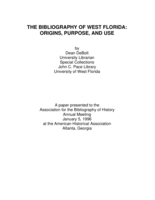 The bibliography of West Florida: origins, purpose, and use