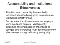 Accountability and institutional effectiveness