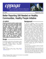 Better reporting still needed on Healthy Communities, Healthy People Initiative (Progress Report No. 07-33)