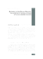 Biohistory of the Roman Republic: The potential of isotope analysis of human skeletal remains
