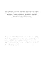 Fiscal policy, economic performance, and vote getting efficiency: A DEA ranking of presidents, 1880-2000