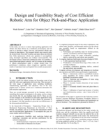 Design and feasibility study of cost efficient robotic arm for object pick-and-place application