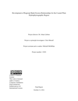 Development of regional bank erosion relationships for the coastal plain hydrophysiographic region: Project number: 13058