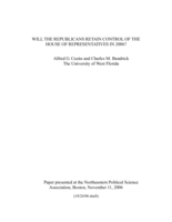Will the Republicans retain control of the House of Representatives in 2006?