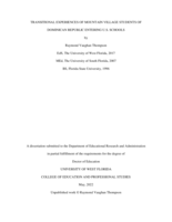 Transitional Experiences Of Mountain Village Students Of Dominican Republic Entering U.S. Schools