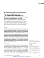 A comparison of internal dispositions and career trajectories after collaborative versus apprenticed research experiences for undergraduates
