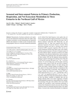 Seasonal and inter-annual patterns in primary production, respiration, and net ecosystem metabolism in three estuaries in the Northeast Gulf of Mexico