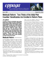 Medicaid Reform: Two-thirds of the initial pilot counties’ beneficiaries are enrolled in reform plans (Report No. 08-40)