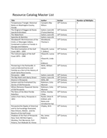 Resource Catalog Master List of Books