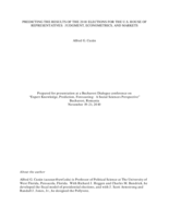 Predicting the results of the 2010 elections for the U.S. House of Representatives: Judgement, econometrics, and markets