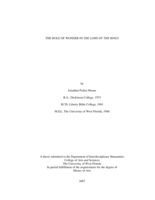 The Role of Wonder in the Lord of the Rings