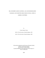 Relationships Among Maternal Age, Sociodemographic Variables And Parenting Behaviors Of Rural African American Mothers