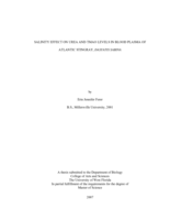 Salinity Effect on Urea and Tmao Levels in Blood Plasma of Atlantic Stingray, Dasyatis Sabina
