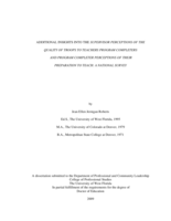 Additional Insights Into The Supervisor Perceptions Of The Quality Of Troops To Teachers Program Completers And Program Completer Perceptions Of Their Preparation To Teach