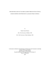 The Identification Of Teacher Leaders Through The National Board Certification Process In Alabama Public Schools