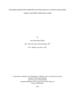 Exploring Perceived Competence Of Pedagogical Content Knowledge Among University Peer Educators
