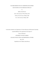 Teacher perspectives on administrator support and its effect on teacher self-efficacy
