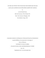 Vocabulary instruction strategies for elementary English language learners in southeastern elementary schools