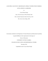 Multiple Case Study: Disciplinary literacy instruction in middle level science classrooms
