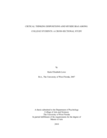 CRITICAL THINKING DISPOSITIONS AND MYSIDE BIAS AMONG COLLEGE STUDENTS