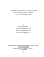 A Mixed Method Research Study Of Student Engagement And Learning In Same Gender Classrooms At A Rural Intermediate School