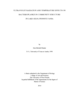 ULTRAVIOLET RADIATION AND TEMPERATURE EFFECTS ON BACTERIOPLANKTON COMMUNITY STRUCTURE IN LAKE GILES, PENNSYLVANIA