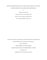 Relationship between Test-taker Characteristics and initial Teacher Certification Examination Performance