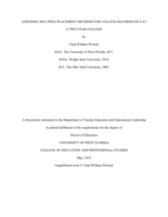 Assessing Multiple Placement Methods for College Mathematics At a Two-year College