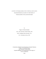 A Study on Work Satisfaction of Special Education Paraprofessionals Based on the Index of Work Satisfaction Questionnaire