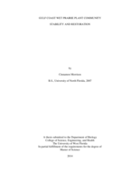 GULF COAST WET PRAIRIE PLANT COMMUNITY STABILITY AND RESTORATION