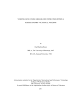 Web Enhanced online Video-based instruction within a Postsecondary Vocational Program