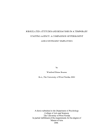 JOB RELATED ATTITUDES AND BEHAVIORS IN A TEMPORARY STAFFING AGENCY