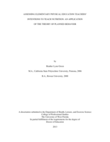 Assessing Elementary Physical Education Teachers' Intentions To Teach Nutrition