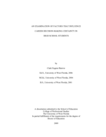 An Examination of Factors that Influence Career Decision-making Certainty in High School Students