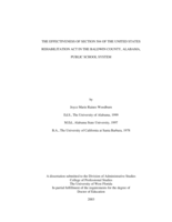 The Effectiveness of Section 504 of the United States Rehabilitation Act in The Baldwin County, Alabama, Public School System