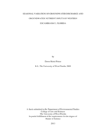 SEASONAL VARIATION OF GROUNDWATER DISCHARGE AND GROUNDWATER NUTRIENT INPUTS OF WESTERN ESCAMBIA BAY, FLORIDA