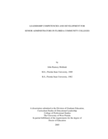 Leadership Competencies and Development for Senior Administrators in Florida Community Colleges