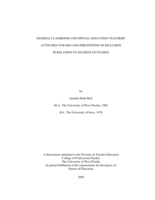 General Classroom and Special Education Teachers' Attitudes toward and Perceptions of Inclusion in Relation to Student Outcomes