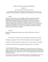 Merleau-Ponty’s lectures on Heidegger