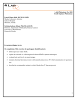 Clinical Laboratory No. 2001: Phlebotomy