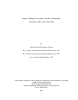 African American Women's Fears, Knowledge, and Behaviors About HIV/AIDS
