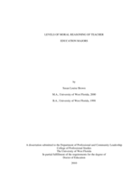 Levels of Moral Reasoning of Teacher Education Majors