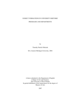 SUBJECT FORMATIONS IN UNIVERSITY RHETORIC PROGRAMS AND DEPARTMENTS