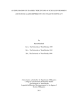 An Exploration of Teachers' Perceptions of School Environment and School Leadership Relative to Collective Efficacy