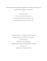 English Language Learners' Perceptions of Translanguaging As an Instructional Method
